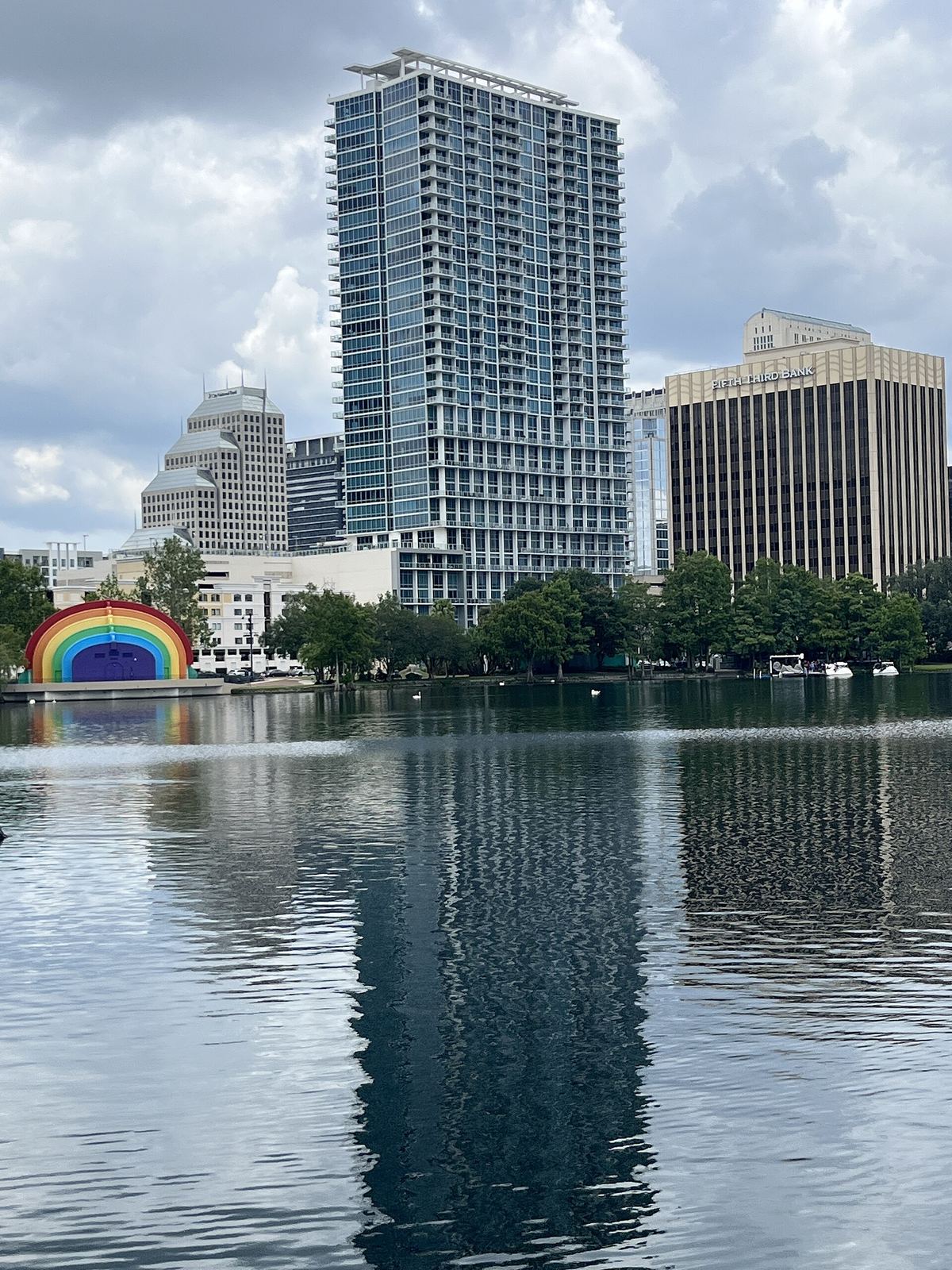 Downtown Orlando across Lake Eola
